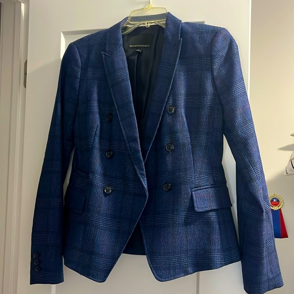 Banana Republic Blue Plaid Blazer - Picture 1 of 5